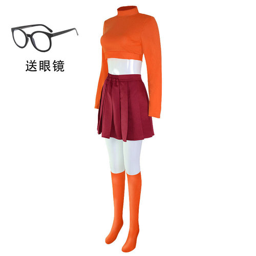 Scooby-Doo Velma cos costume Halloween character performance costume Scooby-Doo Velma cosplay