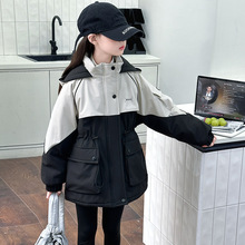 女童收腰派克服外套加绒加厚春秋2025新款儿童秋装女大童棉服秋季