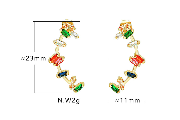 Creative New Gold-plated Color Zircon Stud Earrings Wholesale Nihaojewelry display picture 1