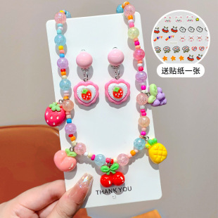 Children's Cartoon Necklace Girls Princess Colorful Beaded Decoration Little Girl Dopamine Accessories Baby Cute Ornaments