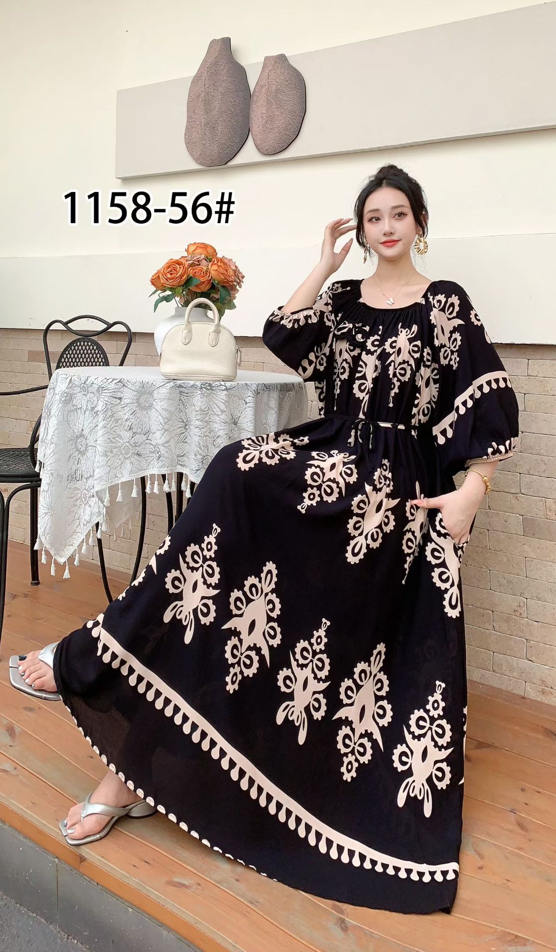 Ropa de mujer de talla grande transfronteriza europea y americana, vestido informal de algodón largo hasta la rodilla, holgado y cómodo, para verano, ropa de maternidad.