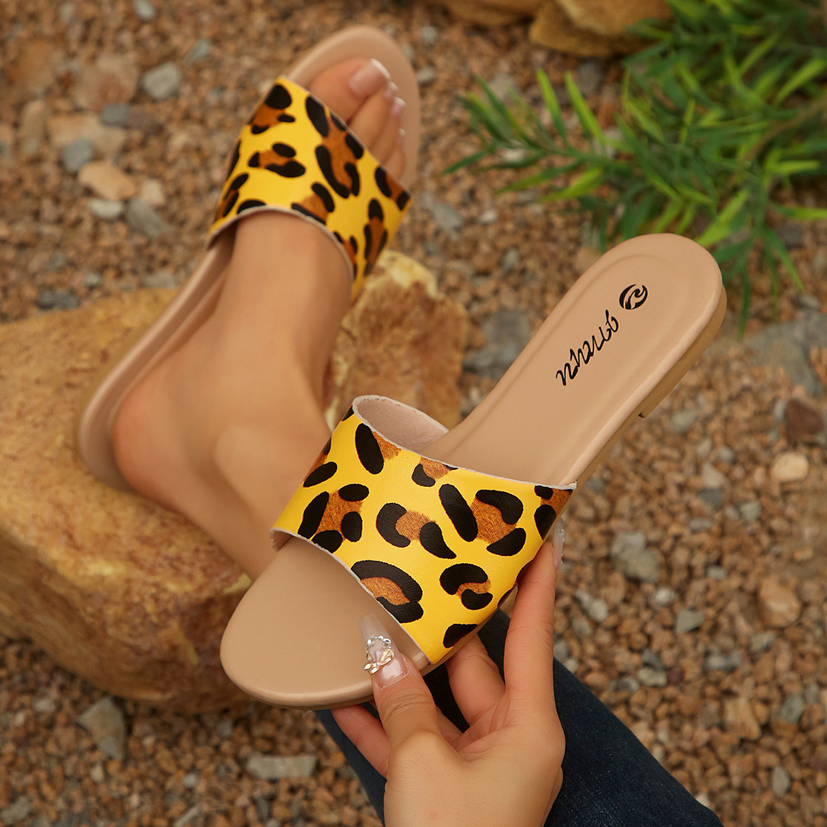 Zapatillas Planas Florales para Mujer de PU Transpirables para Uso Diario