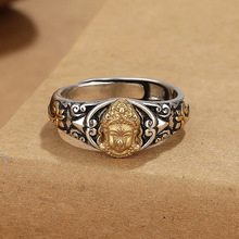 复古文艺范度母鎏金戒指女民族风做旧工艺开口可调节创意食指指环