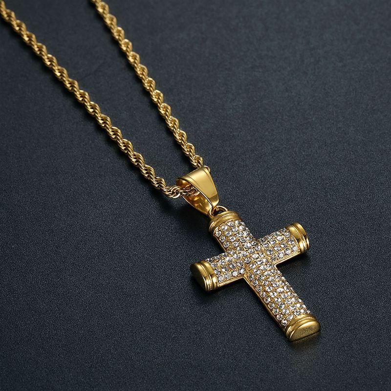 22g Weight Pendant, Chain Jewelry Making Type 27*54mm Jewelry Making Size Zircon Inlay Material DIY Jewelry Accessories Classification 1 Piece Quantity Titanium Steel Material Cross Pattern Inlay Design Hip-Hop Style 1 Piece 27*54mm Titanium Steel Zircon Cross Pendant Chain 4