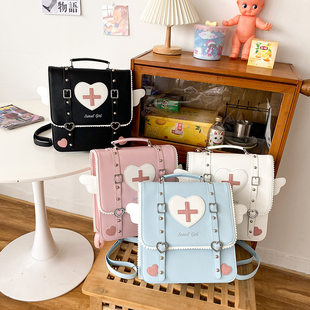 Japanese school skirt, cute angel wings, funny backpack, school bag