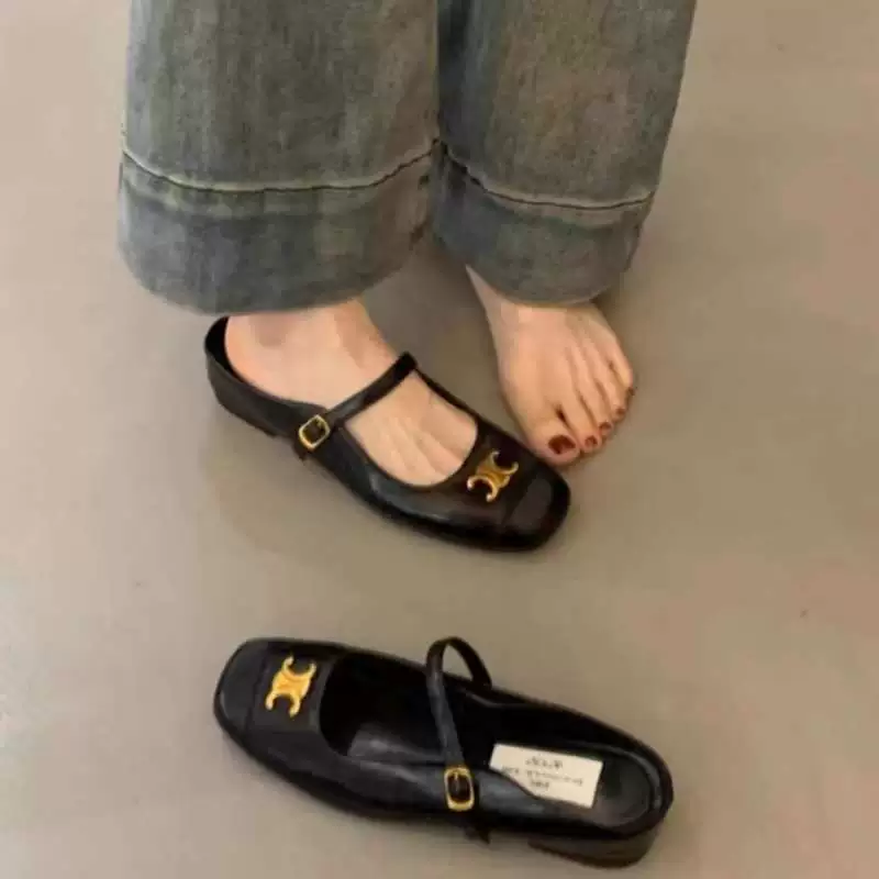 2025 новый стиль нежный аромат однотонные тапочки на носке французский стиль женские летние уличные элегантные новые мягкие кожаные мэри-сандалии для женщин