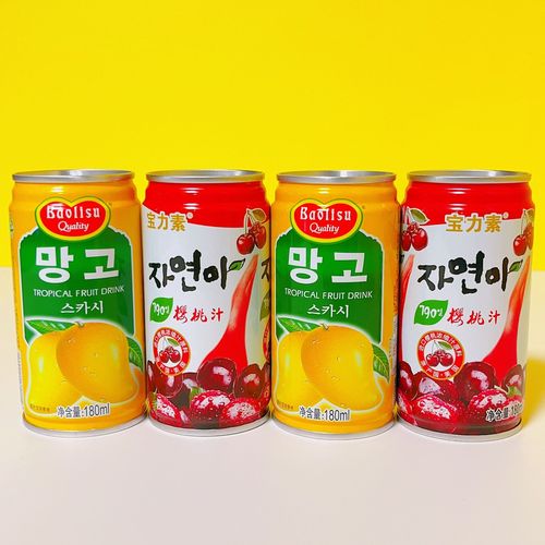 Korea Boryeolsu Mango & Watermelon Juice Beverage 180ml Canned Drink, Popular Juice Pair with Gift