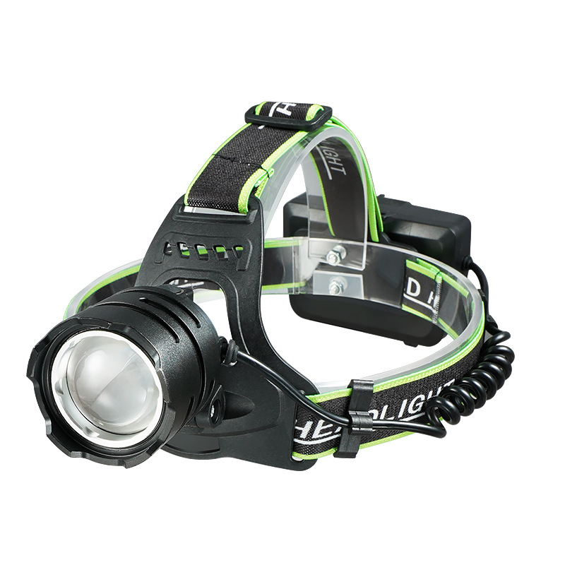 Transfronterizo al aire libre faro láser blanco de larga resistencia de aleación de aluminio de enfoque telescópico de carga USB lámpara de pesca montada en la cabeza