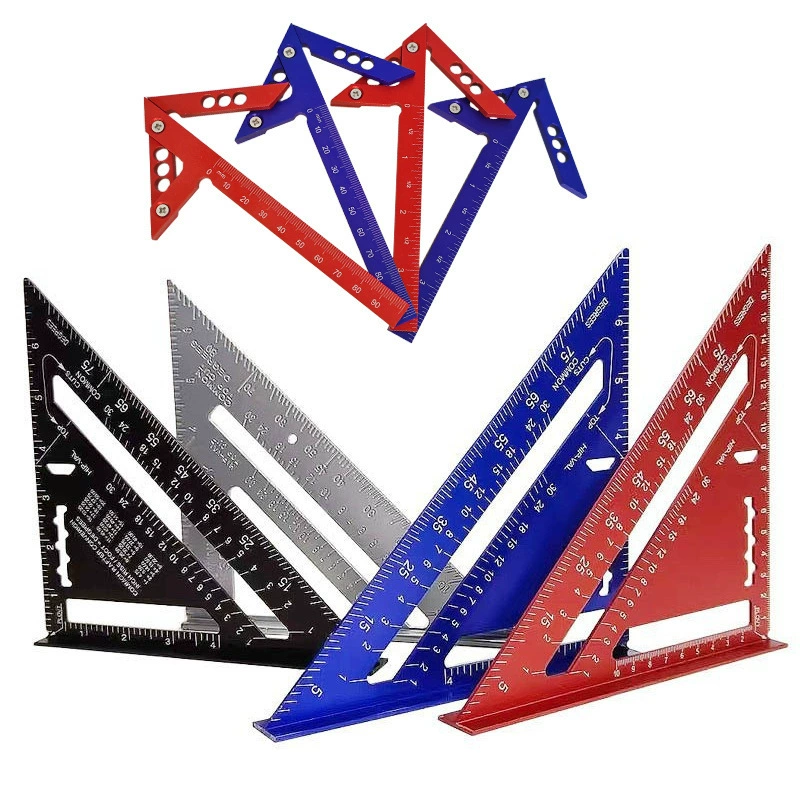 Красная треугольная стрелка, круглая подложка в форме сердца, линейка под прямым углом, маркировочная линейка, многофункциональный инструмент из алюминиевого сплава для деревообработки