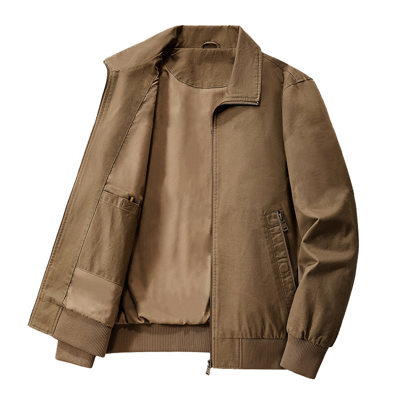 2025 Autumn New Men's Middle-Aged Washed Cotton Canvas Jacket High Quality Men's Trendy Fashion Casual Lapel Clip