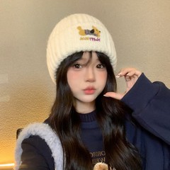 帽子腊肠狗新款秋冬高级感时尚保暖针织帽女加厚防寒堆堆毛线帽潮