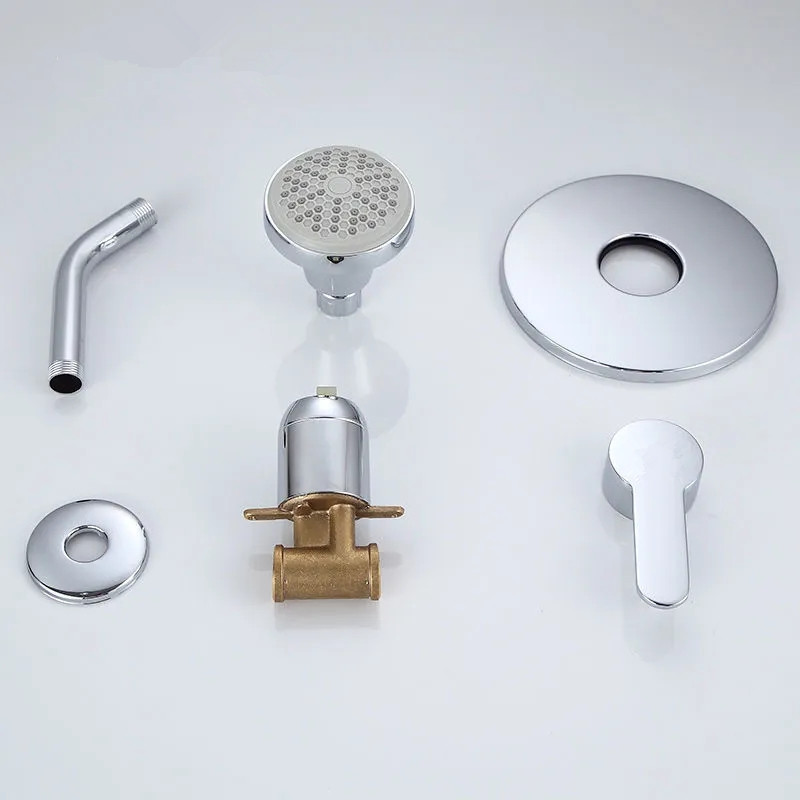 Cobre puro incrustado traje oculta de ducha caliente y fría cobre sola agua fría temperatura constante incrustado pared válvula mezcladora Hotel