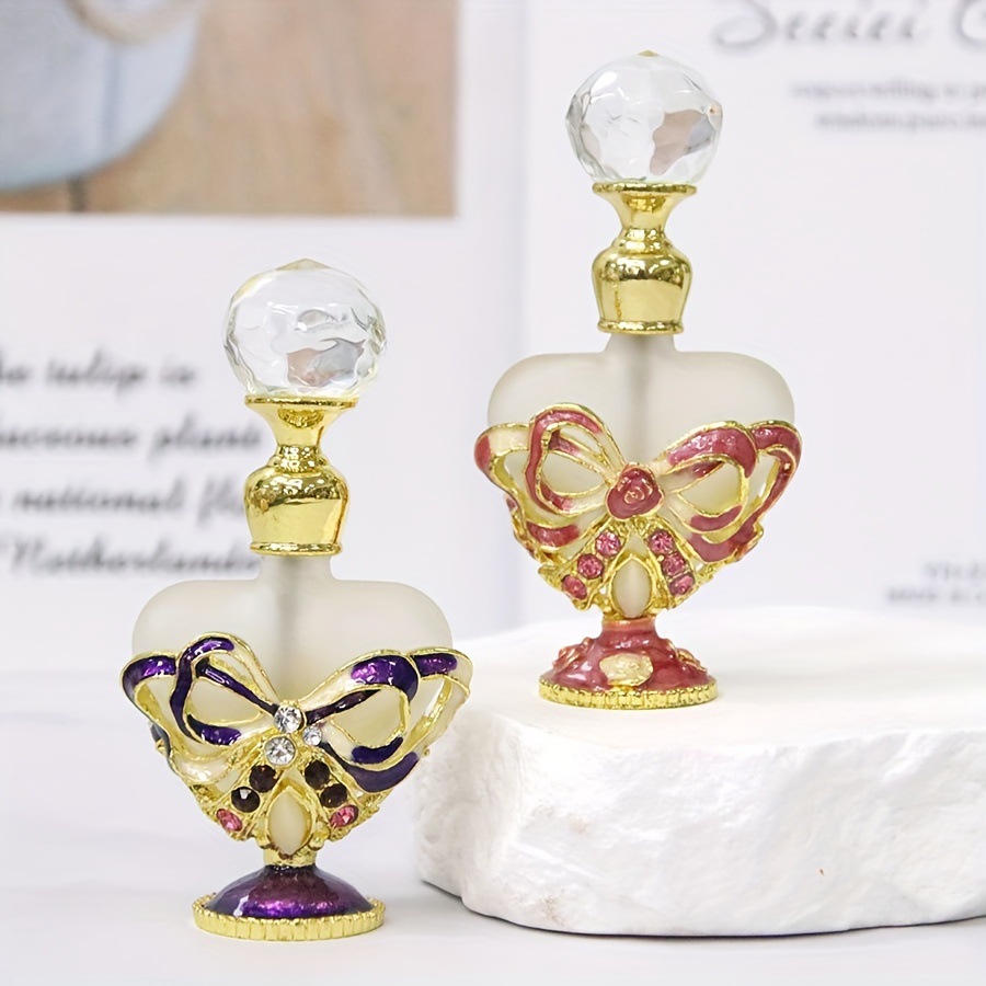 4ml手工彩绘镶钻蝴蝶结心形香水香精旅行分装瓶厂家直销跨境批发