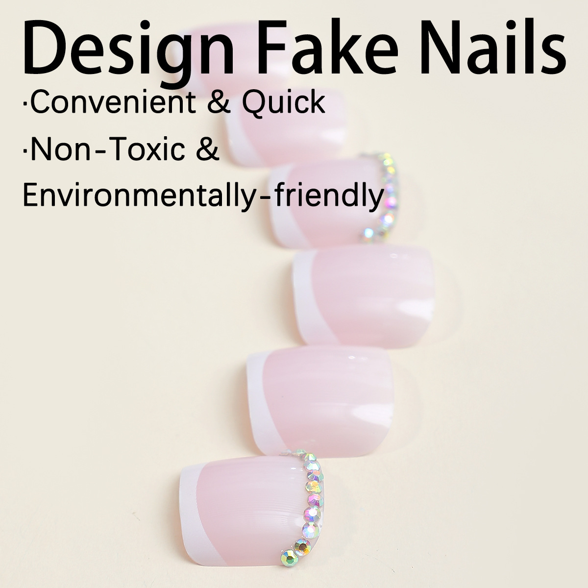 1 Set Quantity French Style Simple Style Color Block Plastic Nail Patches 1 Set
