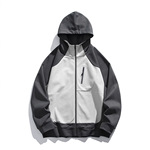 春秋潮牌户外运动速干卫衣男连帽拼接撞色帽衫拉链开衫卫衣外套男