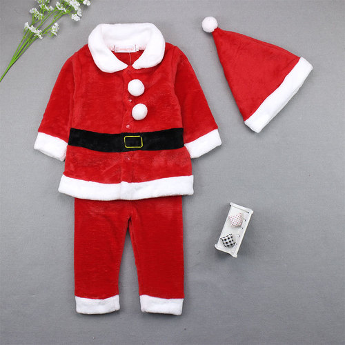 Children's Christmas clothing, unisex baby party and performance costumes, Santa Claus three-piece set for kids