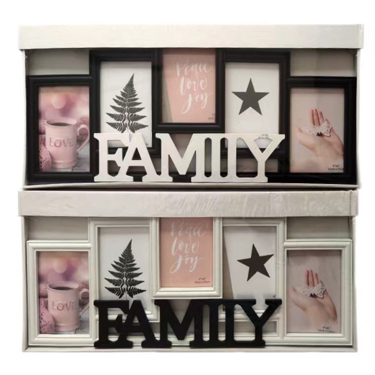 Combinación de la familia de una sola pieza marco de fotos de plástico Gris serie apenado cafetería tienda de personalidad de la pared de la foto de exportación de comercio exterior