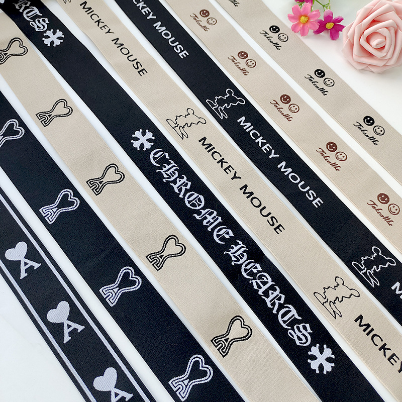 现货4cm字母提花松紧带 弹力橡筋带服装裤腰裙带固定带厂家批发