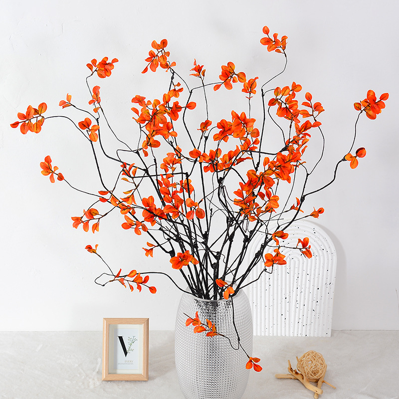 新中式手感仿真小秋葉枯枝藤條婚慶春雨葉櫥窗裝飾枯藤小春葉樹枝