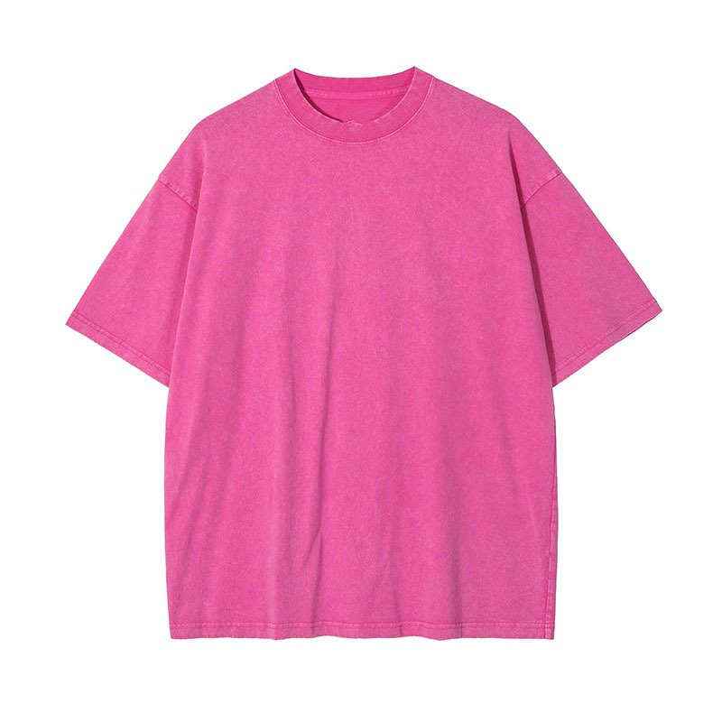 Camiseta de marca de moda vieja negra lavada verano 220g algodón peinado cuello trasero suelta básica cuello redondo camiseta de la calle principal
