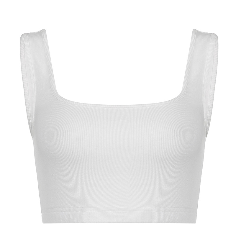 white knitted basic bottoming camisole  NSSSN119645