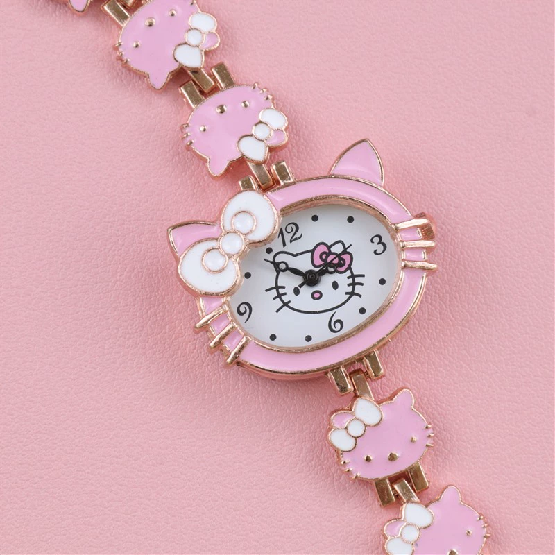Hello Kitty детские часы студенческие Детские Женские KT Hello Kitty мультяшный браслет часы высокого качества