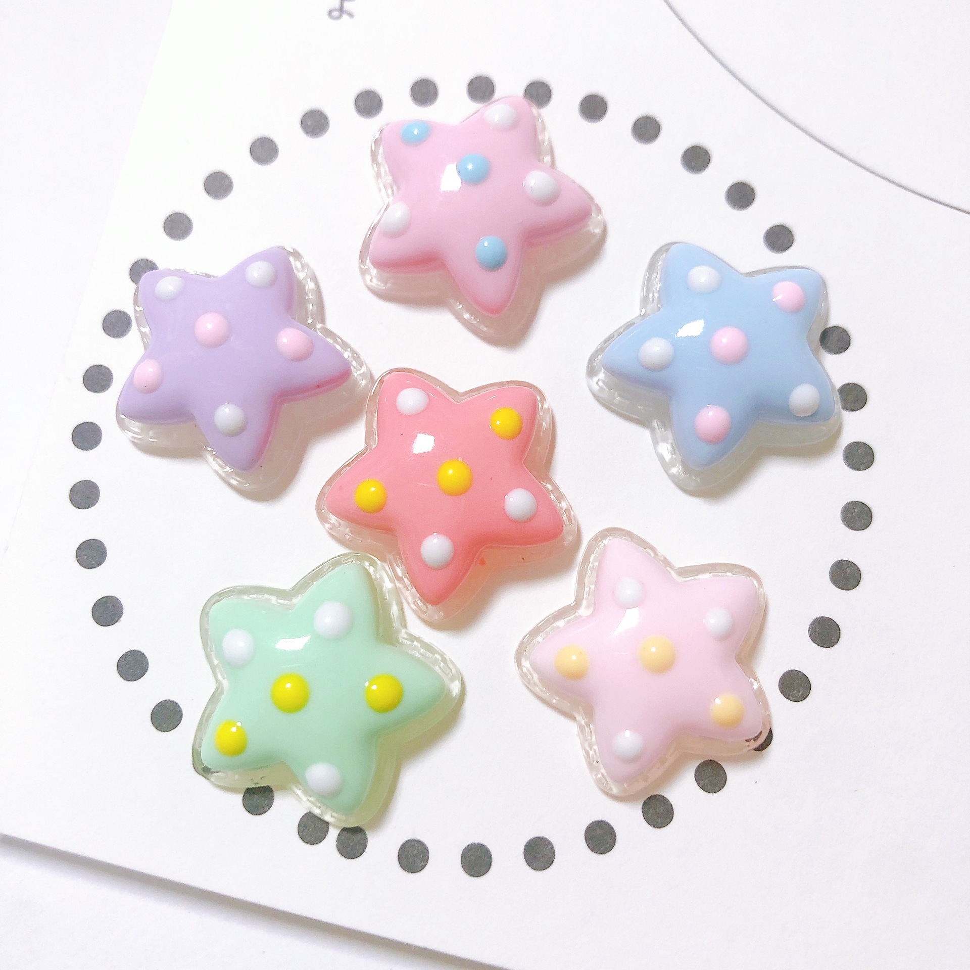 Nueva doble capa DIY punto color estrella de cinco puntas accesorios de resina hechos a mano crema pegamento teléfono caso horquilla botón material