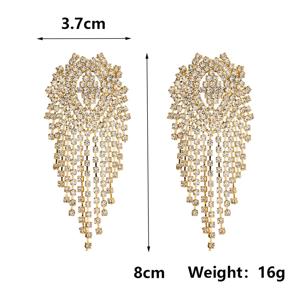 Fashion Tassel Copper Plating Inlay Rhinestones Drop Earrings 1 Pair