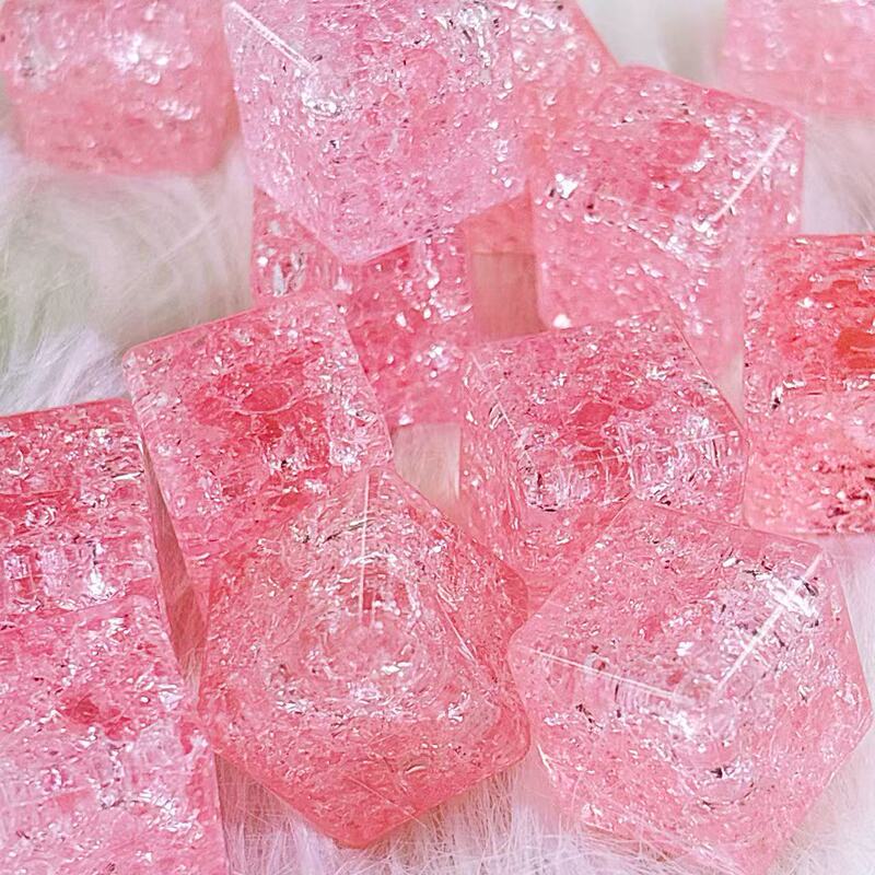 18mm爆花水晶仿真平面冰块方块DIY手工饰品配件材料彩色爆花冰裂|undefined