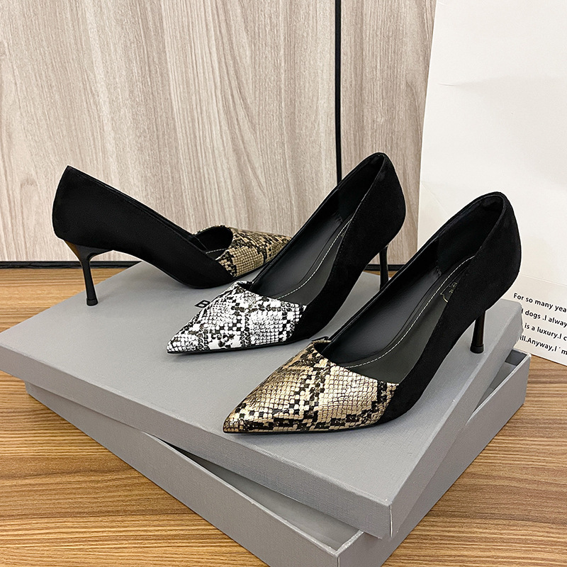 Women's Shoes 2026 New Style Pointed Toe Stiletto High Heels Fashionable Versatile Shallow Mouth Leopard Print Sexy Single Shoes for Women Comfortable