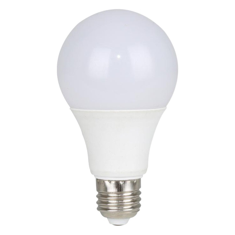 Fabricante al por mayor de lámparas LED de aluminio recubiertas de plástico, luz amarilla, luz blanca, súper brillantes, de bajo consumo, bombilla A, base de tornillo E27, bombilla doméstica súper brillante.
