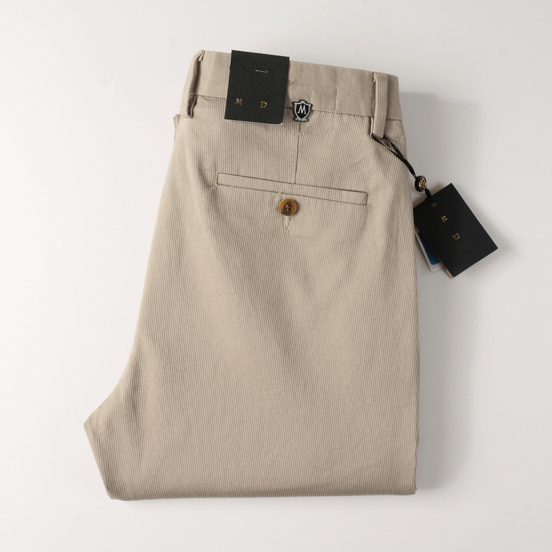 Md Men's Clothing 2026 Spring and Autumn New High-End Business Cotton Trousers Slim Fit Straight Leg Khaki Casual Pants for Men