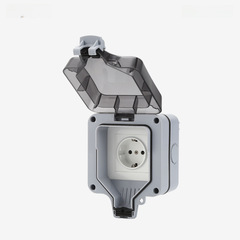 High-Height Outdoor European Standard Waterproof Socket with IP66 Splash Proof Box, German Style Single Industrial Waterproof Outdoor Plug