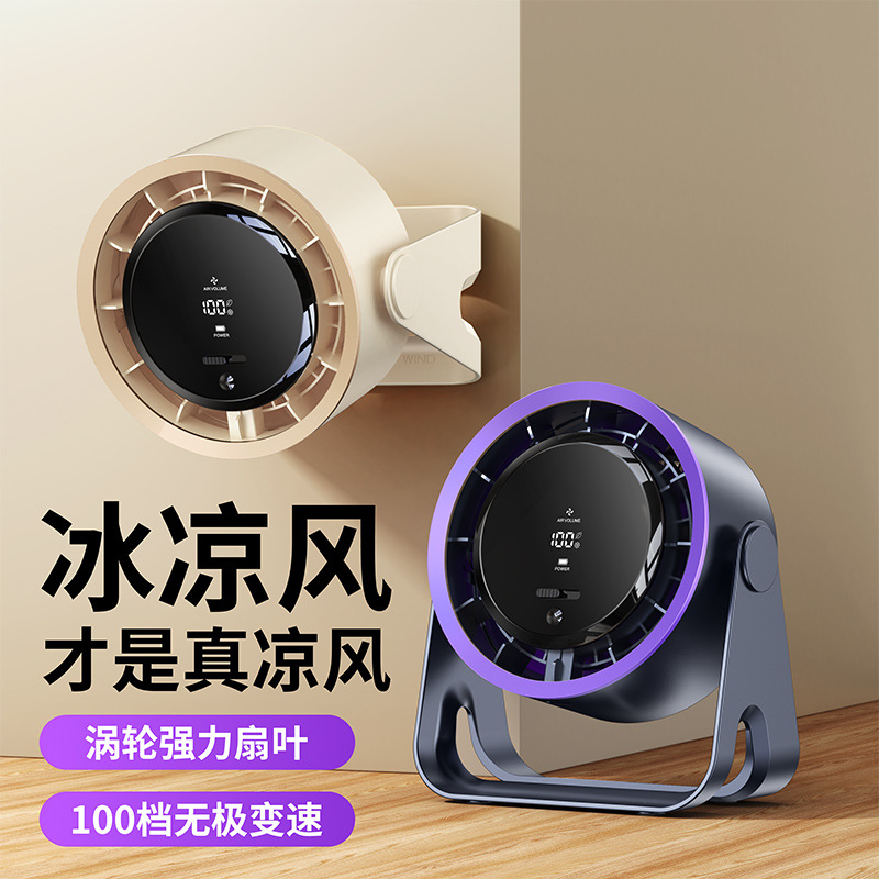 Nuevo ventilador de circulación sin hojas de escritorio transfronterizo, ventilador de pared de dormitorio de cocina silenciosa, ventilador de escritorio de carga usb