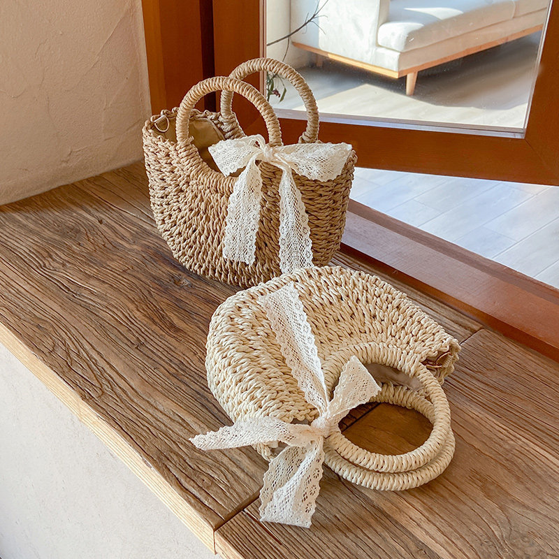 Summer Woven Bag For Women, Niche Design Semi-Circle Straw Bag, Casual Vacation Beach Bag, Handbag & Crossbody Bag - Thumbnail 3