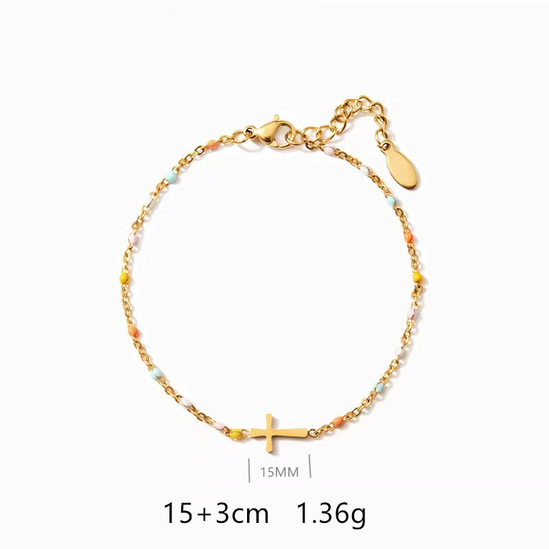 Simple Style Cross Sterling Silver Plating 18k Gold Plated White Gold Plated Bracelets display picture 1