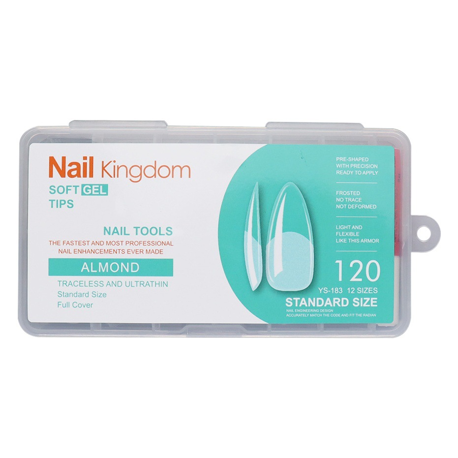 Cross-border European and American nail slices semi-frosted nail slices extended seamless false nails full paste almond thin nail slices wholesale 120 slices