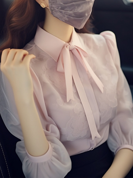Fuchsia spring lace shirt with bow