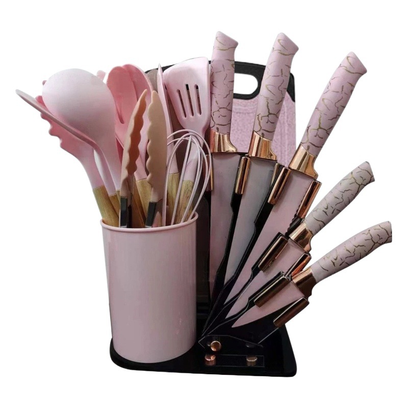 Comercio exterior suministro transfronterizo utensilios de cocina de silicona 20 piezas cuchillo de cocina antiadherente espátula cuchara de sopa traje de herramientas de cocina