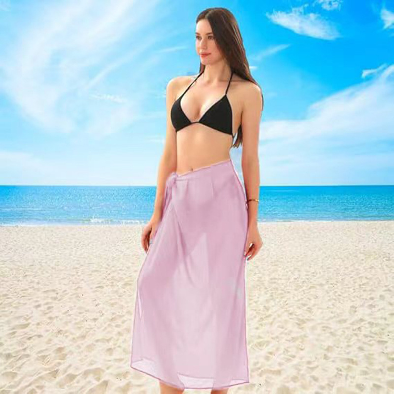 Transfronterizos Amazon Europa y América ropa de mujer de color sólido chiffon correa bifurcada sexy media y larga de playa falda de busto solar