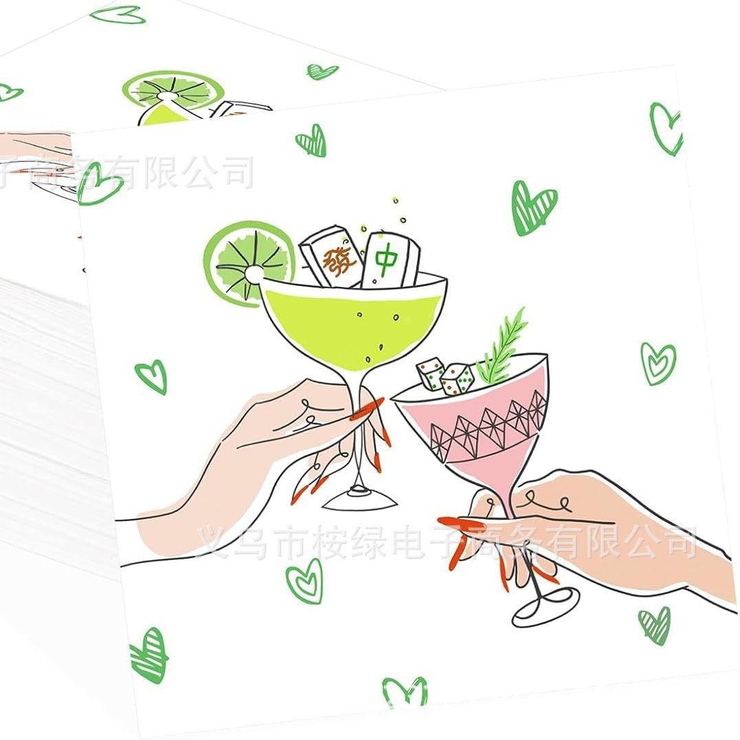 20 Pieces of Disposable Napkins for Mahjong Guests, Chinese Casual Party Game Night, Kitchen Decoration Supplies