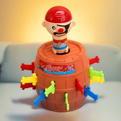 Pirate Bucket Tricky Toy Mini Wooden Bucket with Sword Relief Spoof Board Game Party Interactive Novel Toy
