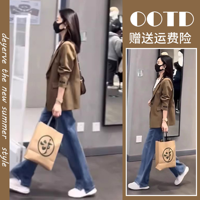 Early Autumn Women's Clothing 2025 New Style Unique Design Niche High-End Street Style Coffee-Colored Blazer Two-Piece Suit Early Autumn Women's Clothing 2025 New Style Unique Design Niche High-End Street Style Coffee-Colored Blazer Two-Piece Suit