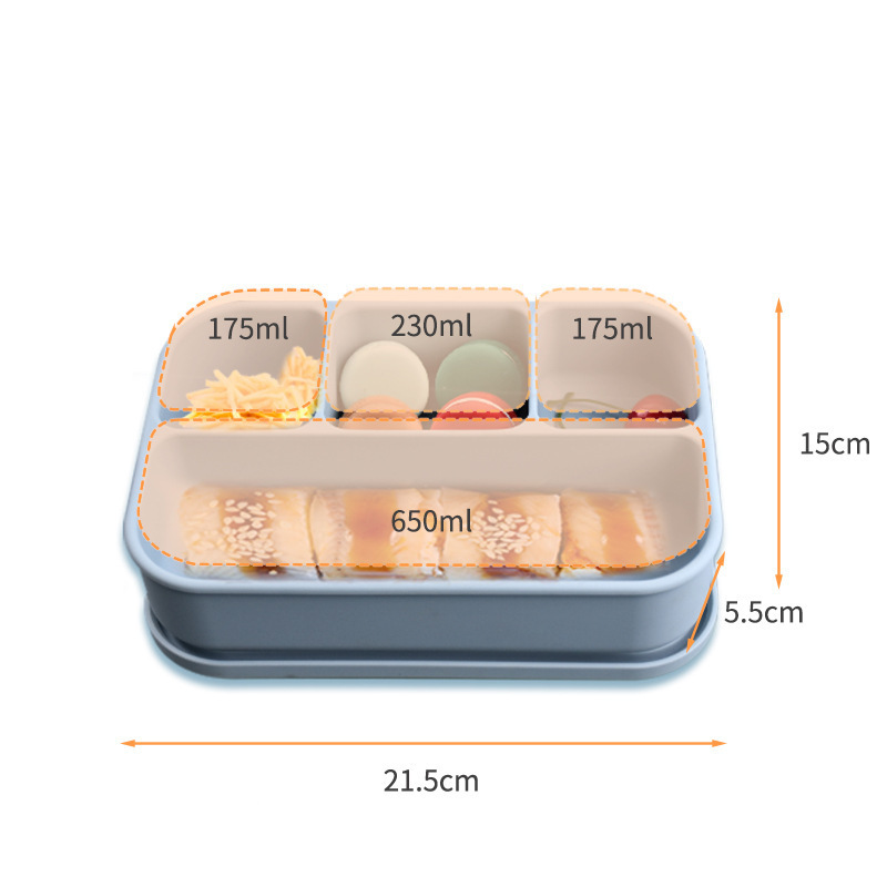 新しい4段食品級シリカゲル弁当箱電子レンジ加熱ランチボックス冷蔵庫収納ボックス学生弁当箱|undefined