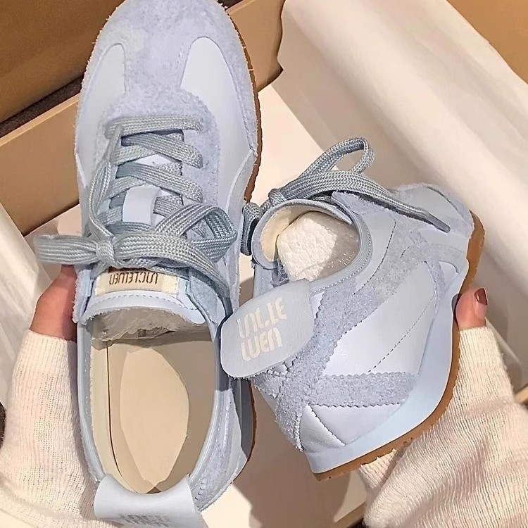 Height Increase Within 4cm ~ Genuine Leather Hiking Training Shoes for Women, Summer Thin Breathable Casual Sports Shoes, Flat White Shoes