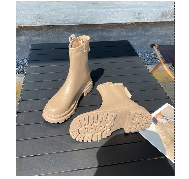 Damen Stiefeletten Aus Echtleder Mit Dicker Plateau Sohle_voghion.com