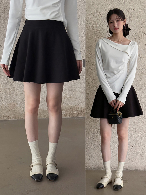 【缓存浪漫】歌铭高腰显瘦a字针织短裙女2025秋季新款半身裙N476C|undefined