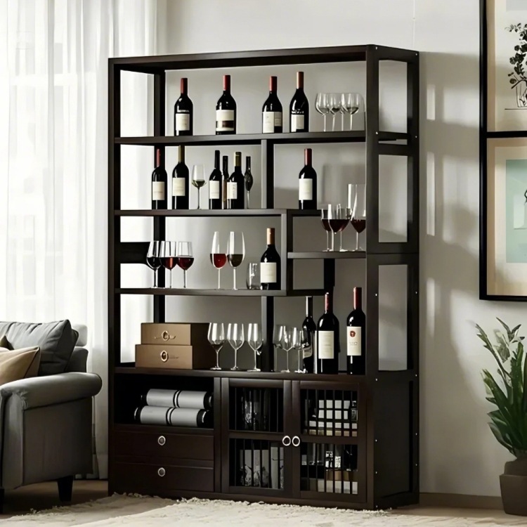 Wine Cabinet New Chinese Style Wine Rack Integrated Wall Display Cabinet Home Living Room Red Wine Cabinet White Wine Storage Cabinet 2025 New J&