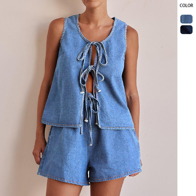 summer denim vest for leisure sleevless