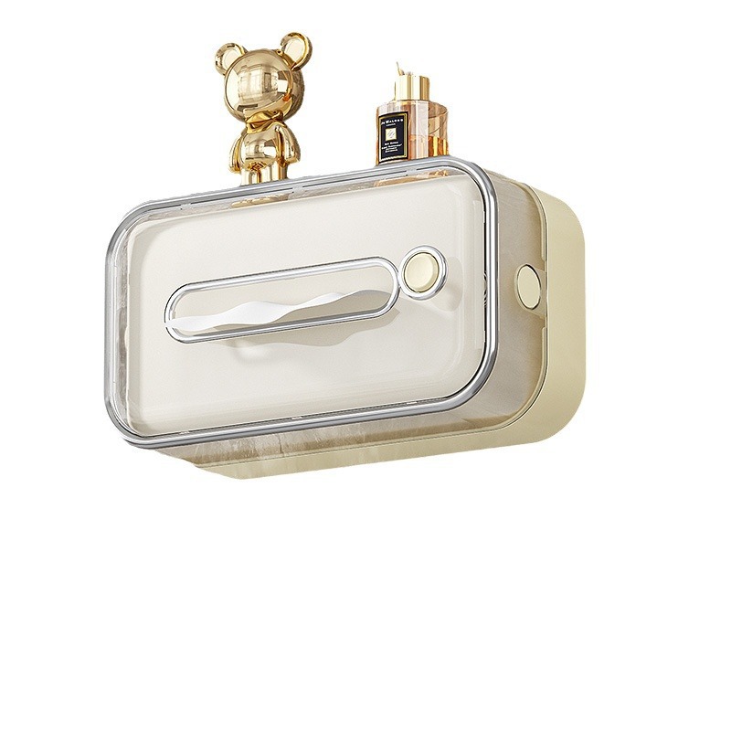 Caja de toallas de papel de lujo ligero la Mesa de café de la Sala de estar de sentido Superior acepta la Caja de toallas de papel, baño sin perforación, caja de toallas de papel colgada en la pared